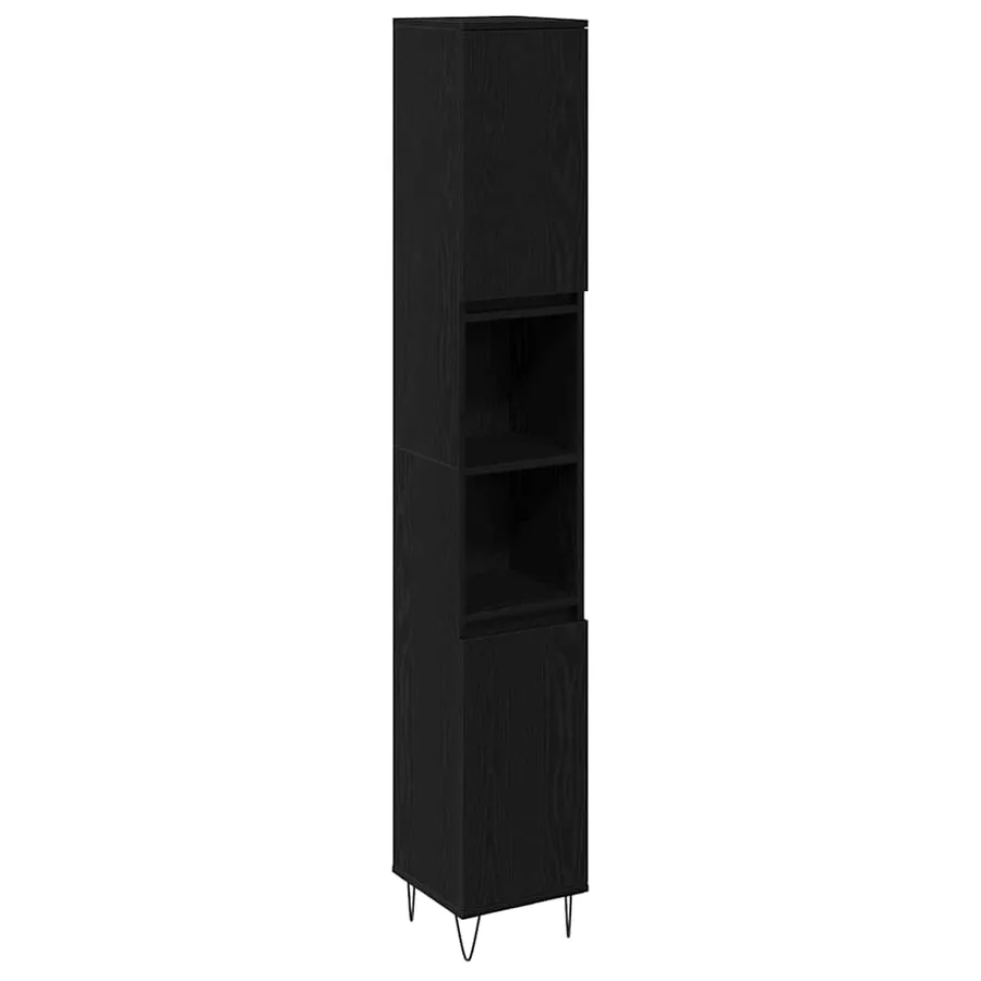 Cabinet de salle de bain avec porte Chêne noir 30 x 30 x 190 cm - 2