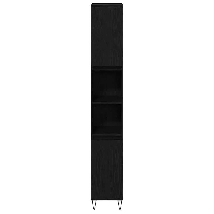 Cabinet de salle de bain avec porte Chêne noir 30 x 30 x 190 cm - 7