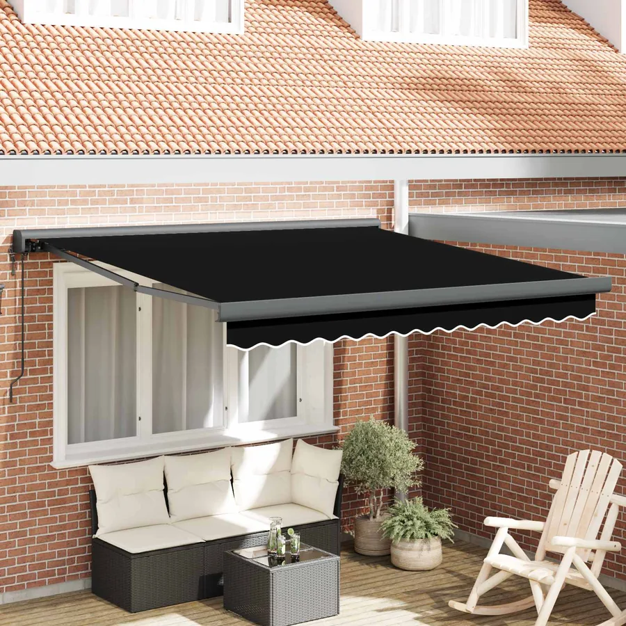 Auvent rétractable Noir 300 x 250 x 165 cm Tissu et Métal