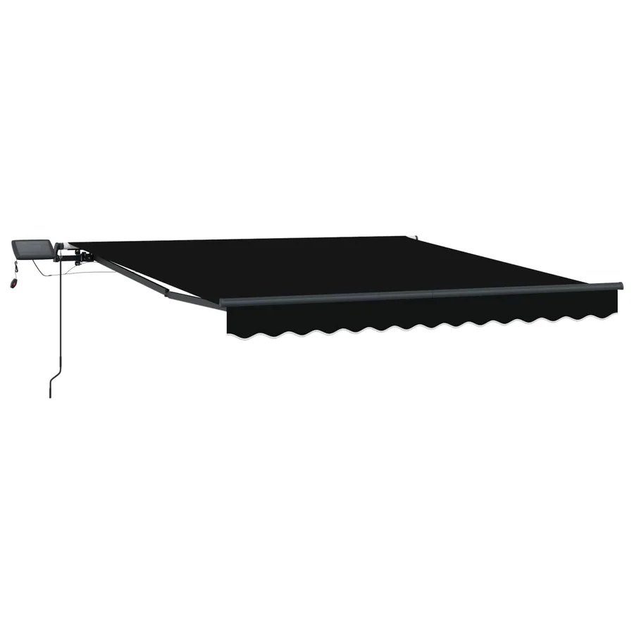 Auvent rétractable Noir 350 x 250 cm Tissu et Aluminium - 2