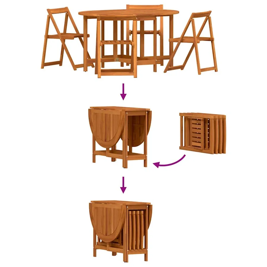 Table de Jardin 5 pcs Marron Bois d'Acacia Massif - 8