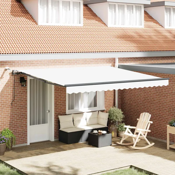 Auvent rétractable Blanc 400 × 350 cm Polyester
