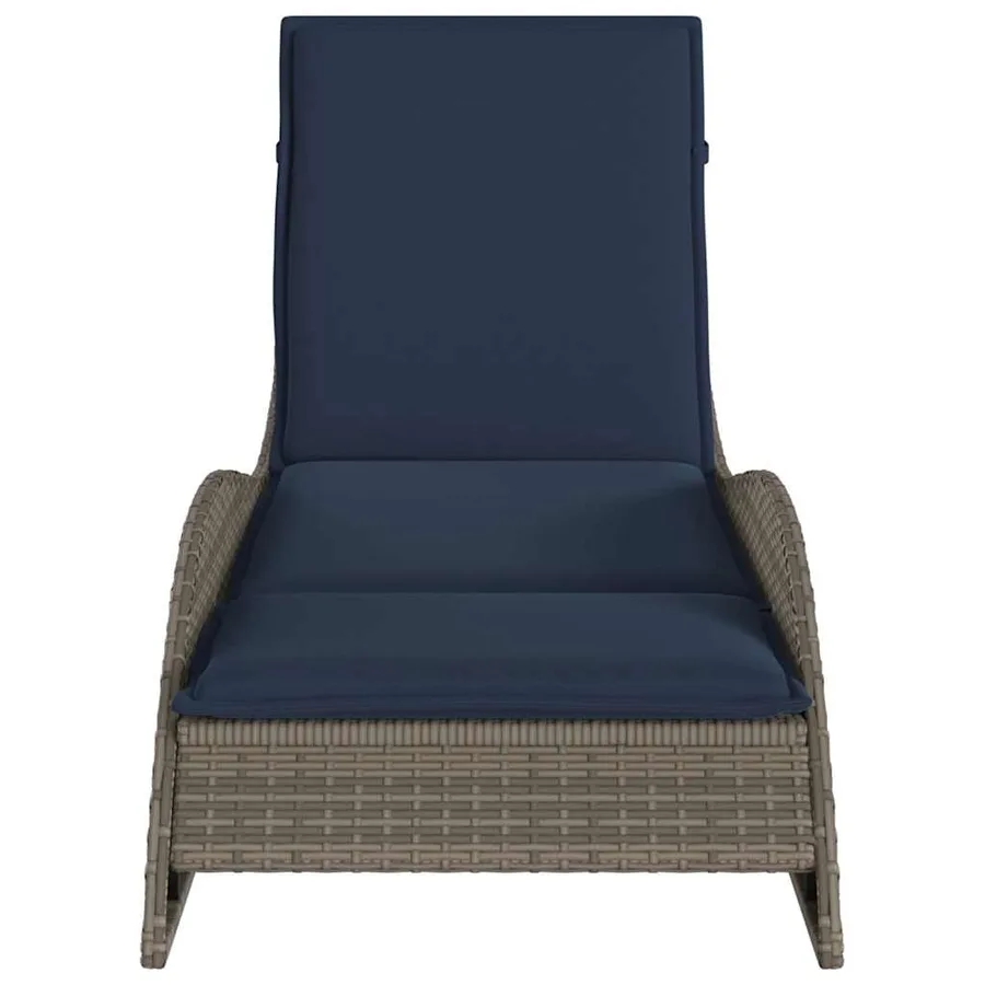 Chaise longue avec coussin Gris 60x205x73 cm Résine tressée - 4