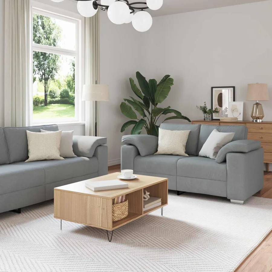 Canapé 2 pcs Gris clair 219 x 80 x 82 cm tissu