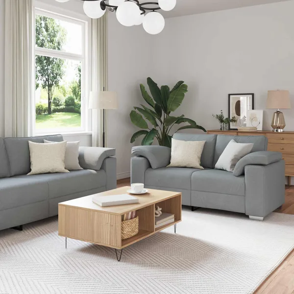 Canapé 2 pcs Gris clair 219 x 80 x 82 cm tissu