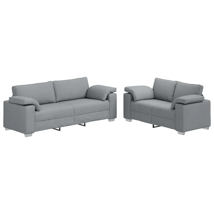 Canapé 2 pcs Gris clair 219 x 80 x 82 cm tissu - 2