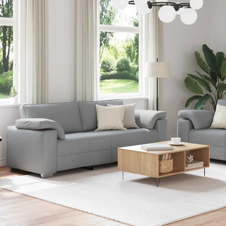Canapé 2 pcs Gris clair 219 x 80 x 82 cm tissu - 3