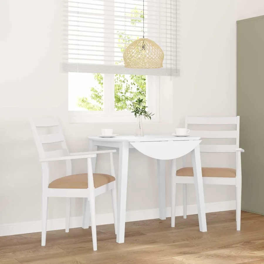 Chaises de salle à manger avec coussins (2 pcs) bois massif blanc caoutchouc