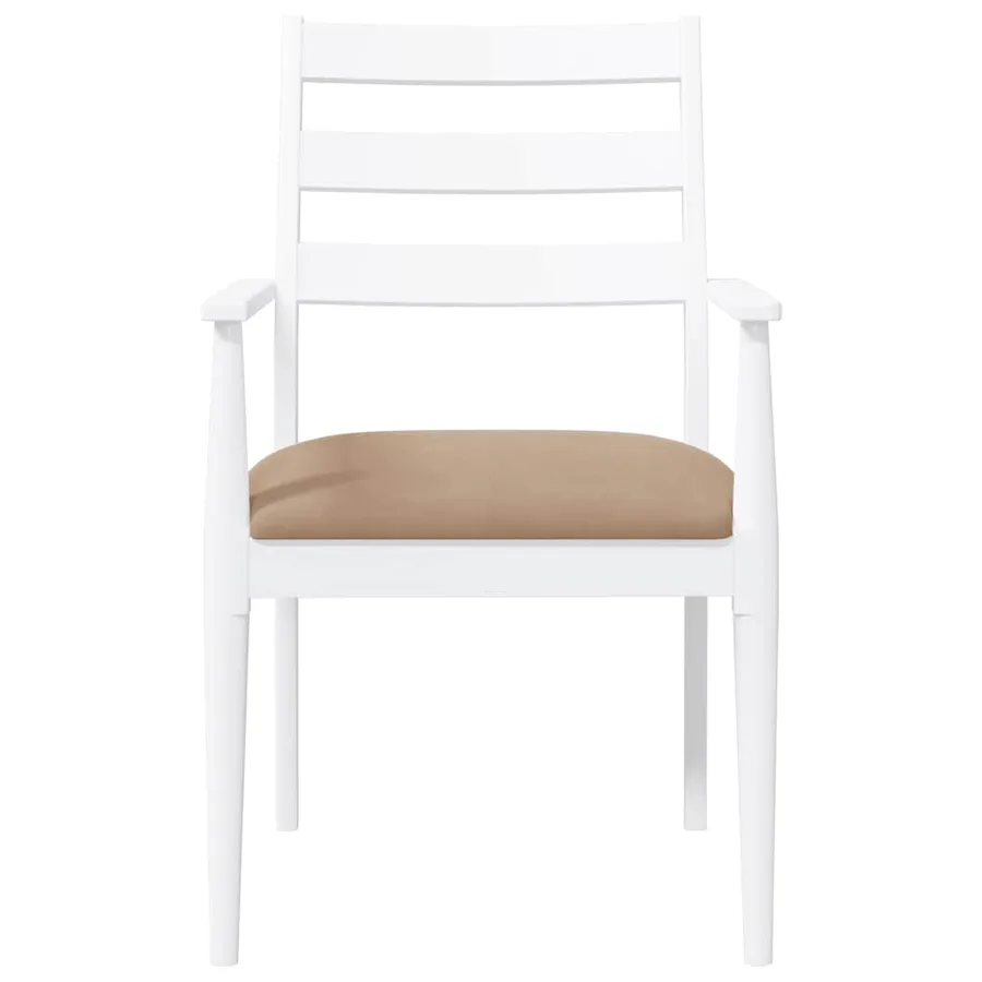 Chaises de salle à manger avec coussins (2 pcs) bois massif blanc caoutchouc - 5