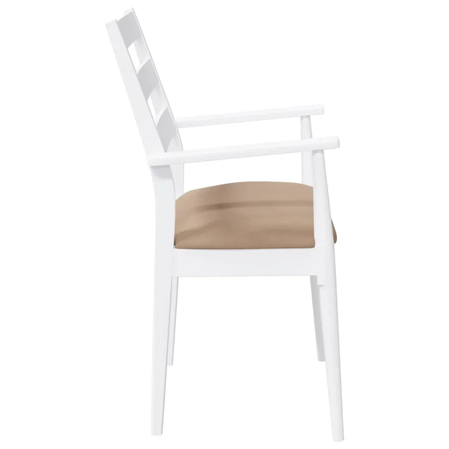 Chaises de salle à manger avec coussins (2 pcs) bois massif blanc caoutchouc - 6