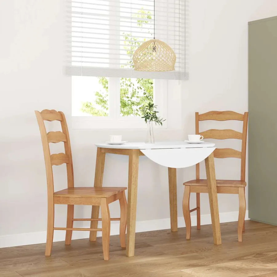 Chaises de salle à manger (lot de 2) en bois massif naturel et caoutchouc