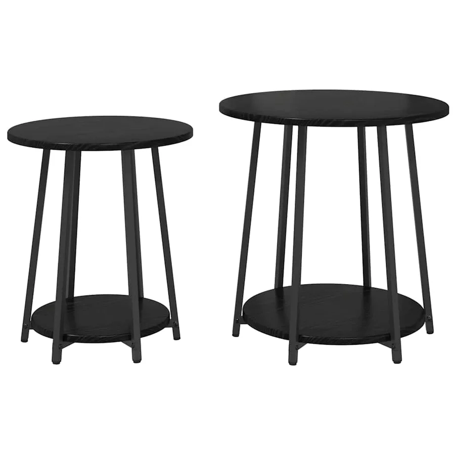 Ensemble de tables d'appoint avec étagère 2 pcs Chêne noir - 2