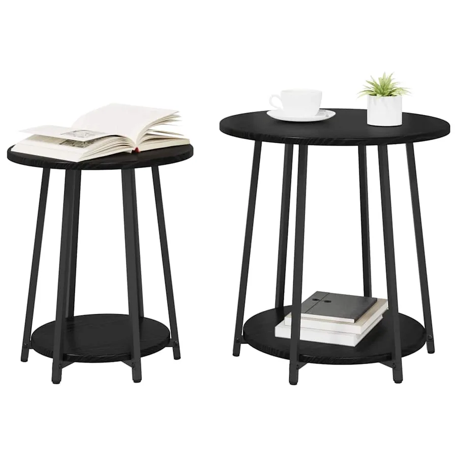 Ensemble de tables d'appoint avec étagère 2 pcs Chêne noir - 3