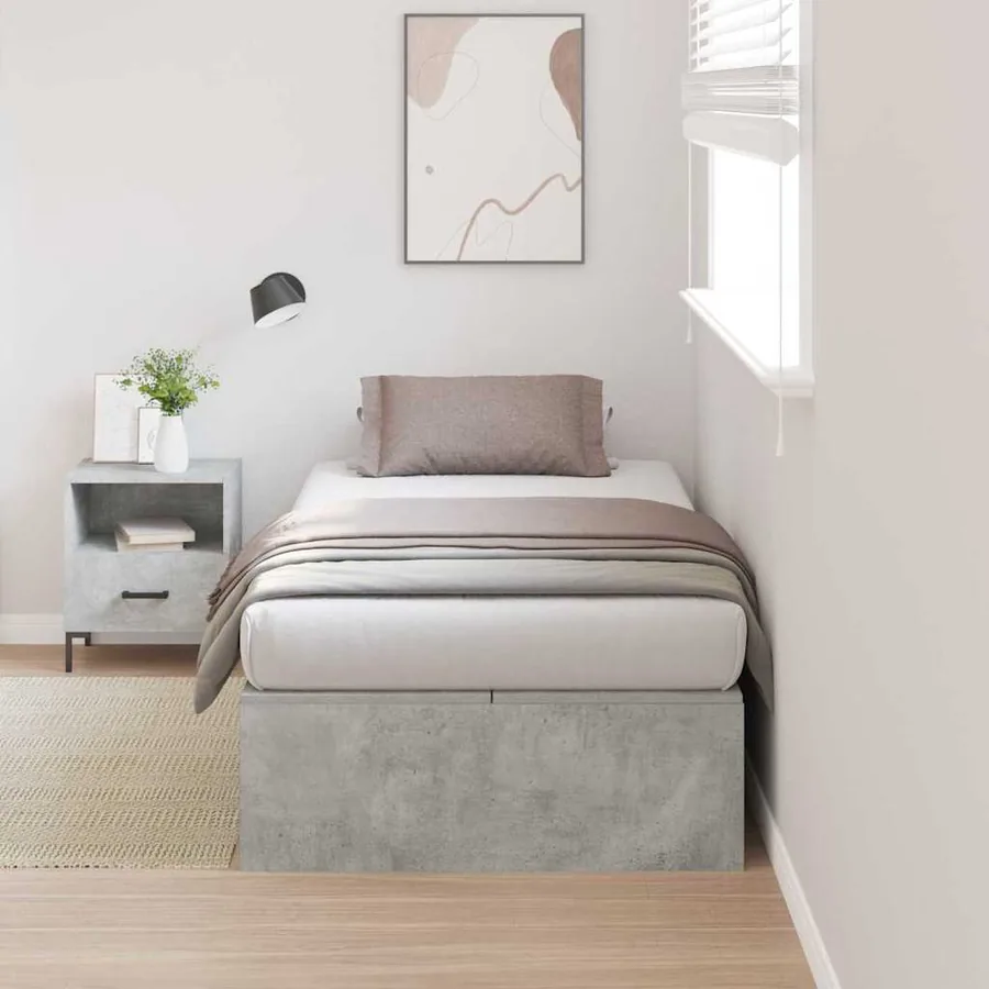 Cadre de lit avec rangement Gris béton 100 x 200 cm