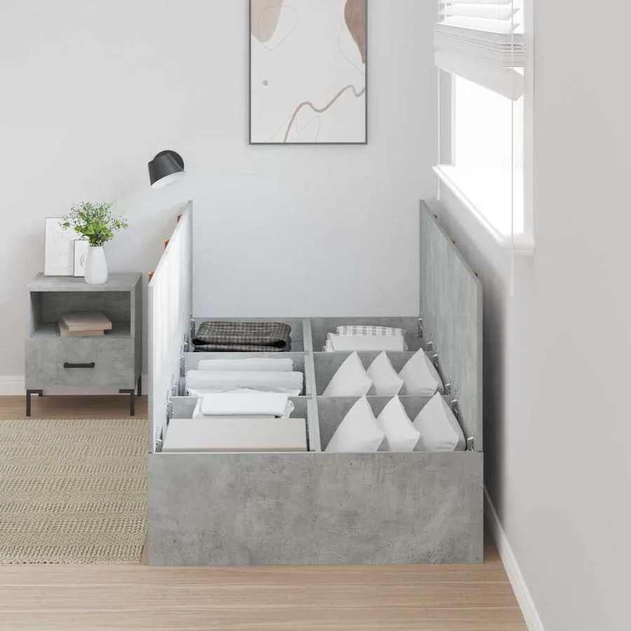 Cadre de lit avec rangement Gris béton 100 x 200 cm - 3