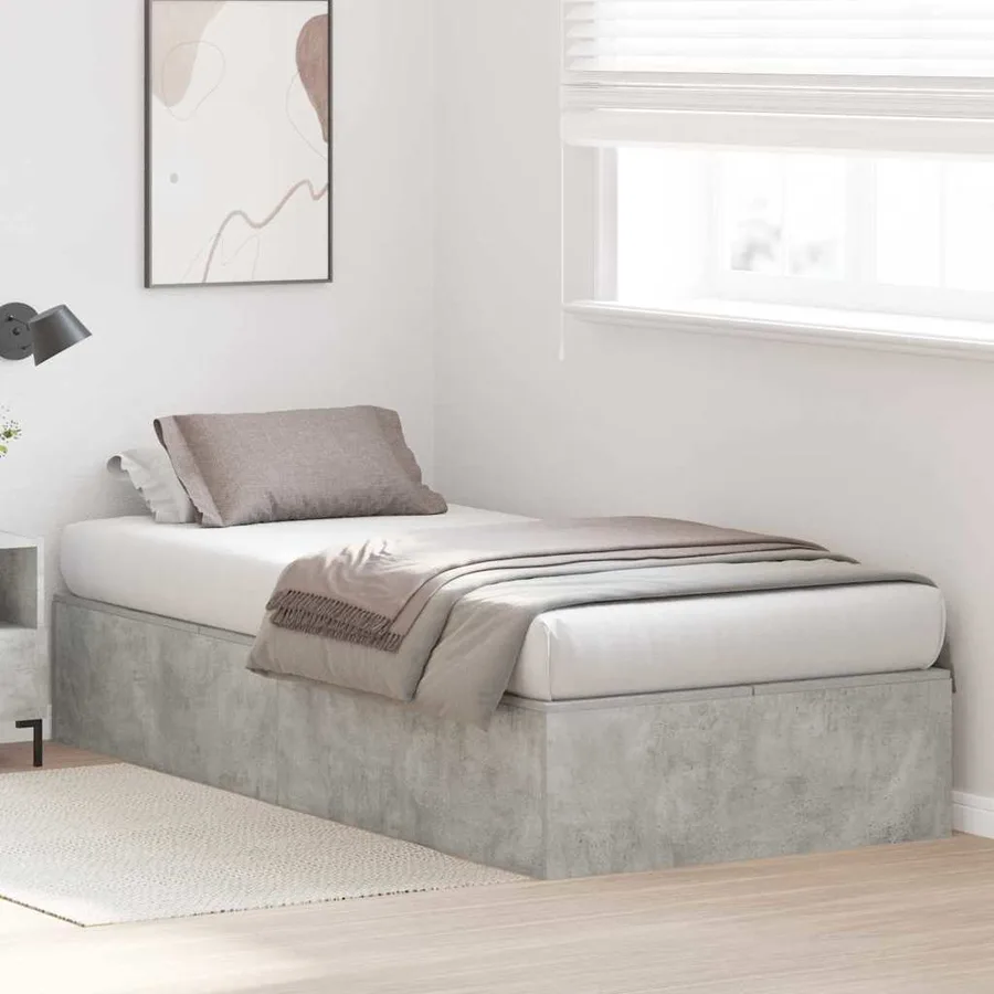 Cadre de lit avec rangement Gris béton 100 x 200 cm - 4