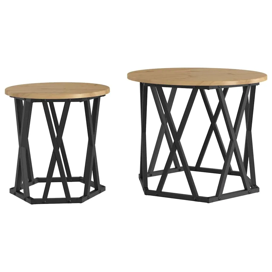 Table d'appoint 2 pcs Chêne artisanal 50 x 50 x 40 cm - 2