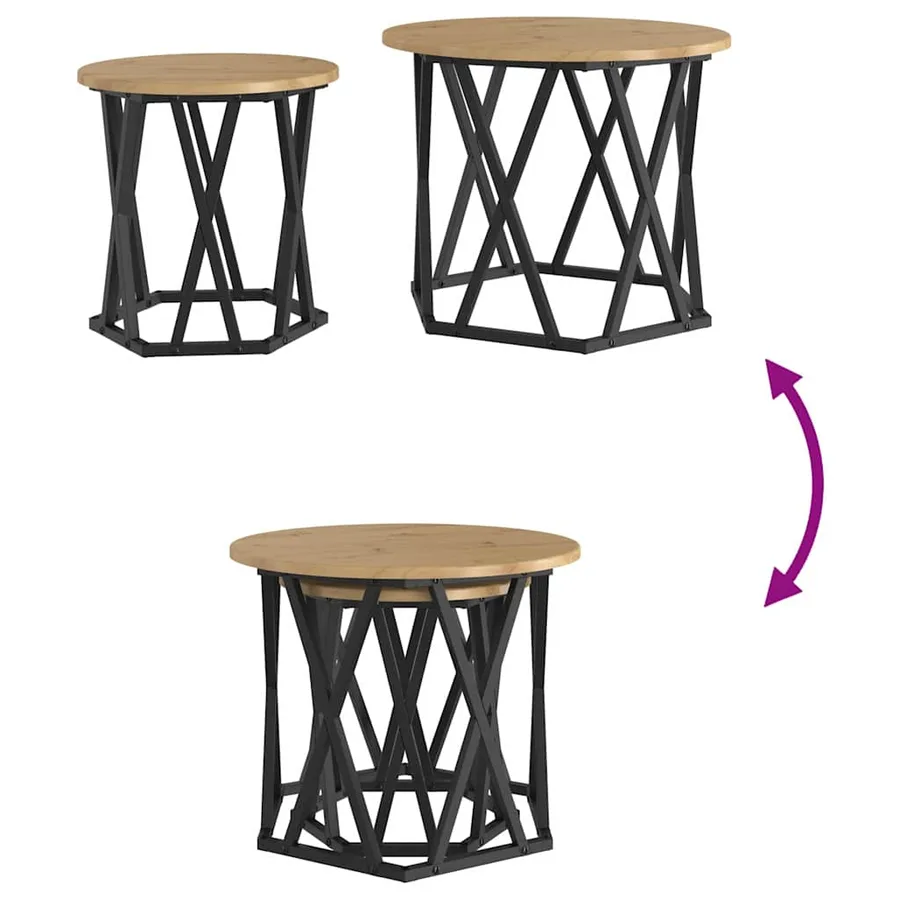 Table d'appoint 2 pcs Chêne artisanal 50 x 50 x 40 cm - 8