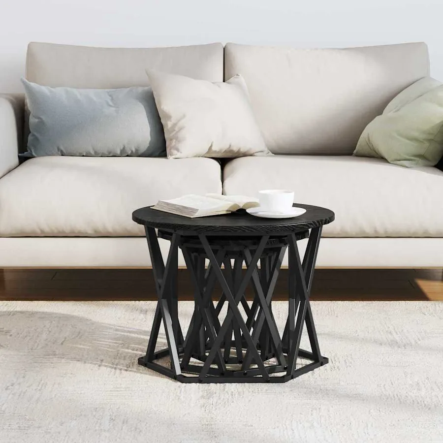 Table d'appoint empilable 3 pcs Chêne noir - 4