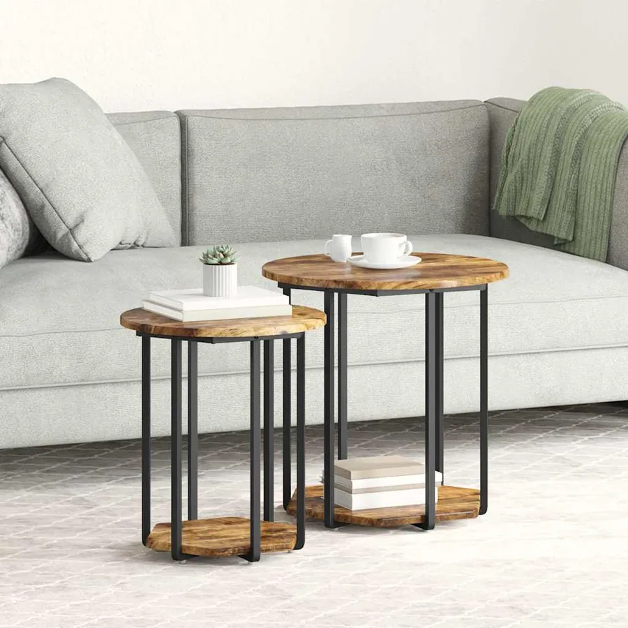 Ensemble de tables d'appoint avec étagère 2 pcs Marron