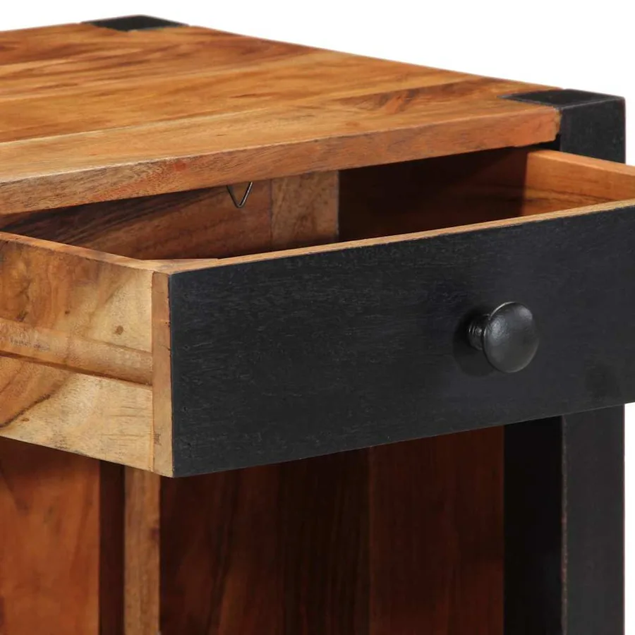 Cabinet de chevet Marron 40 x 35 x 50 cm Bois d'Acacia Massif - 9
