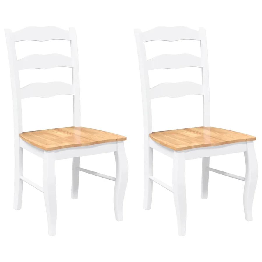 Chaises de salle à manger (lot de 2) en bois massif blanc et caoutchouc - 2