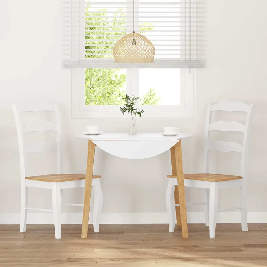 Chaises de salle à manger (lot de 2) en bois massif blanc et caoutchouc - 3