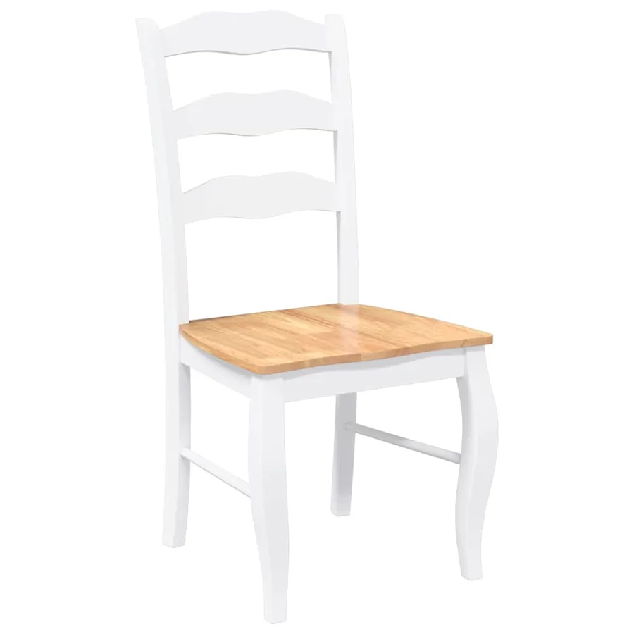 Chaises de salle à manger (lot de 2) en bois massif blanc et caoutchouc - 4
