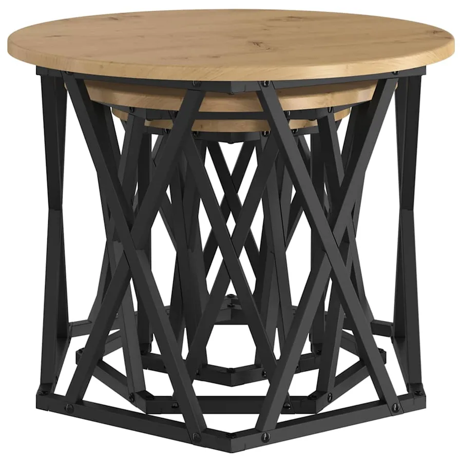Table d'appoint empilable 3 pcs Chêne artisanal 53 x 53 x 40 cm - 5