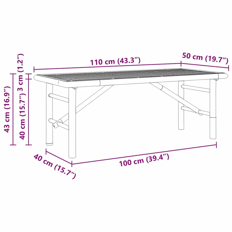 Table basse Marron 110 x 50 x 43 cm Bambou - 8