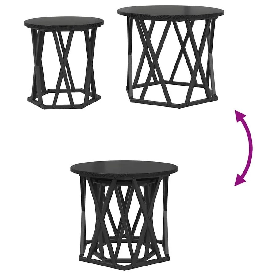 Table d'appoint 2 pcs Chêne noir Bois d'ingénierie et acier - 10