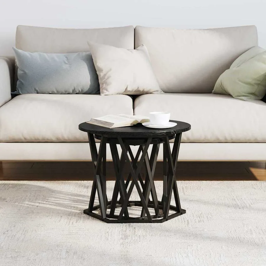 Table d'appoint 2 pcs Chêne noir Bois d'ingénierie et acier - 4