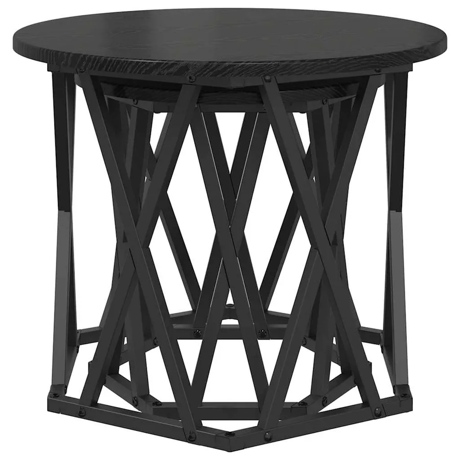 Table d'appoint 2 pcs Chêne noir Bois d'ingénierie et acier - 5