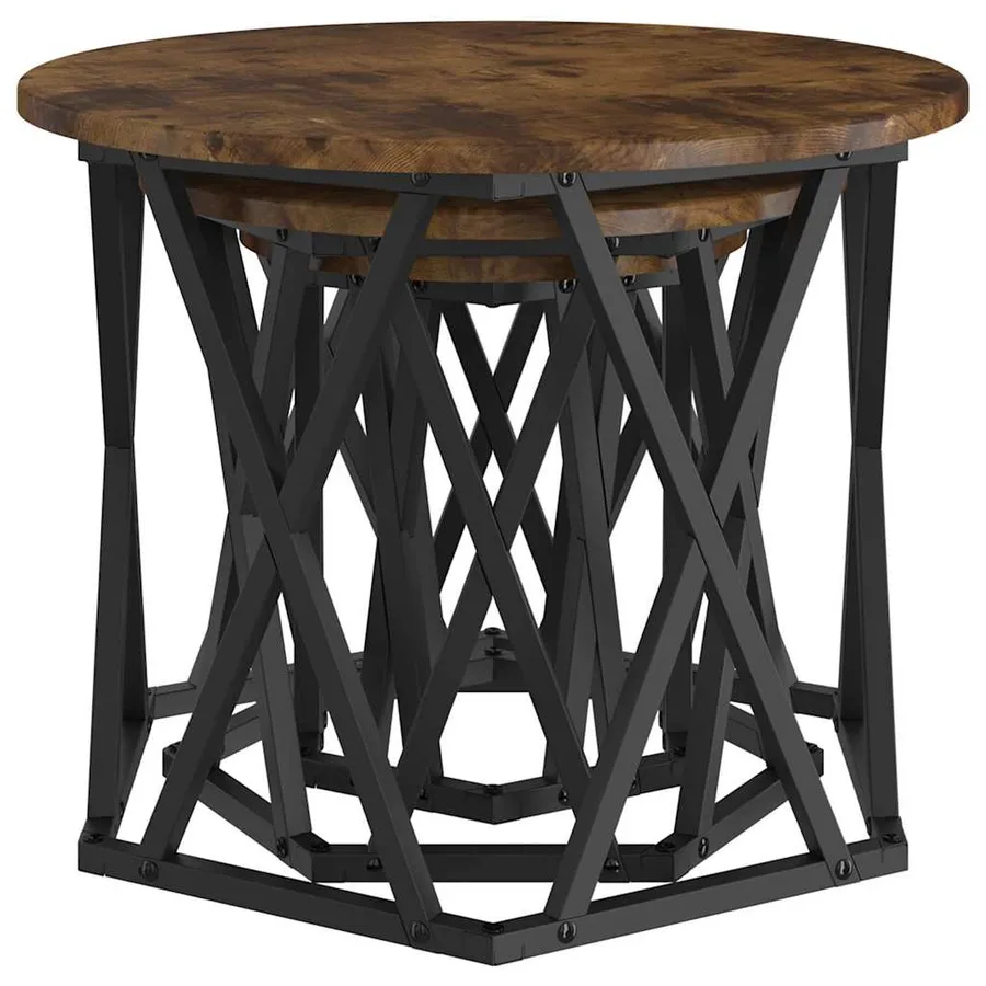 Table d'appoint empilable 3 pcs Chêne fumé - 5