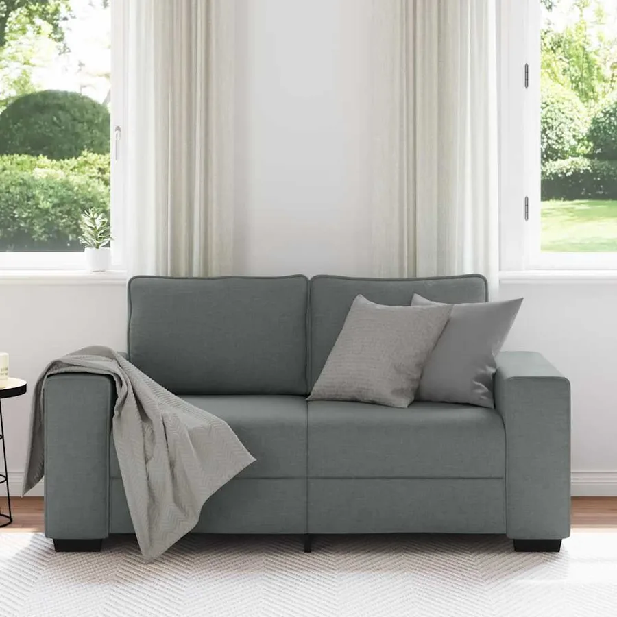 Canapé à 2 places gris foncé 160x77x82 cm tissu - 3