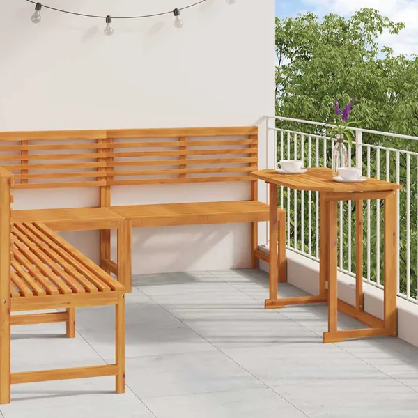 Ensemble de banc de jardin 4 pcs Marron Bois d'Acacia Massif