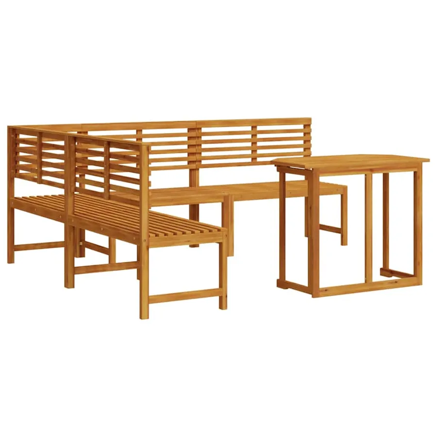 Ensemble de banc de jardin 4 pcs Marron Bois d'Acacia Massif - 2