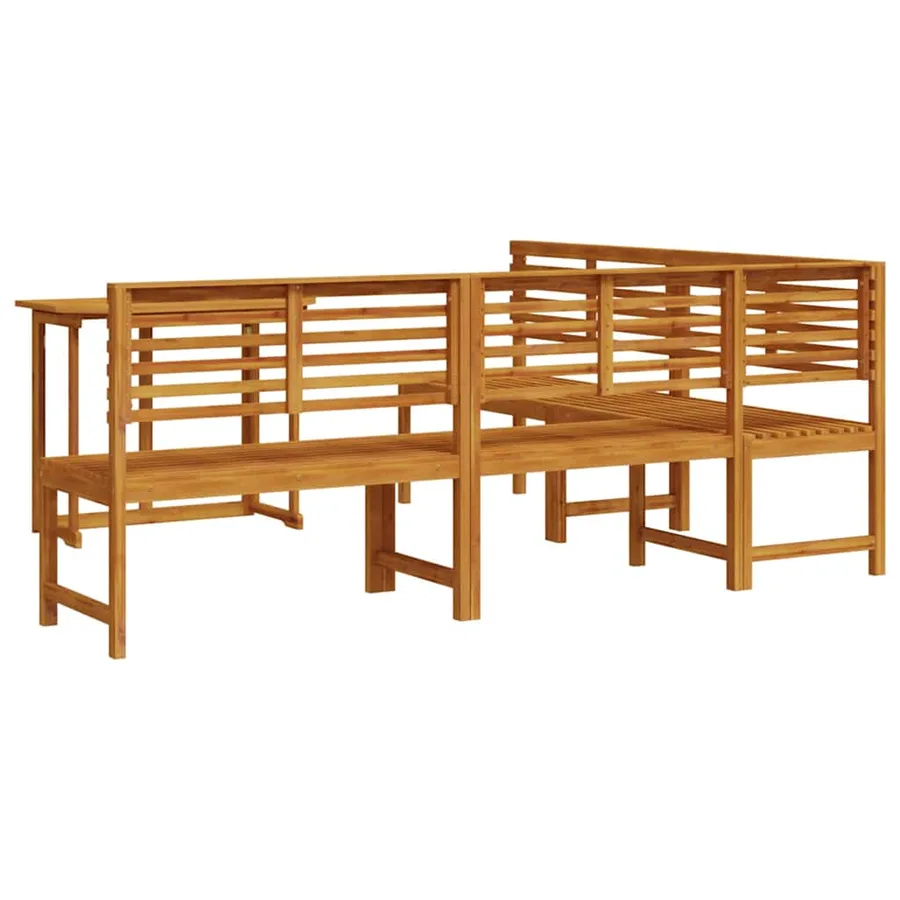 Ensemble de banc de jardin 4 pcs Marron Bois d'Acacia Massif - 8