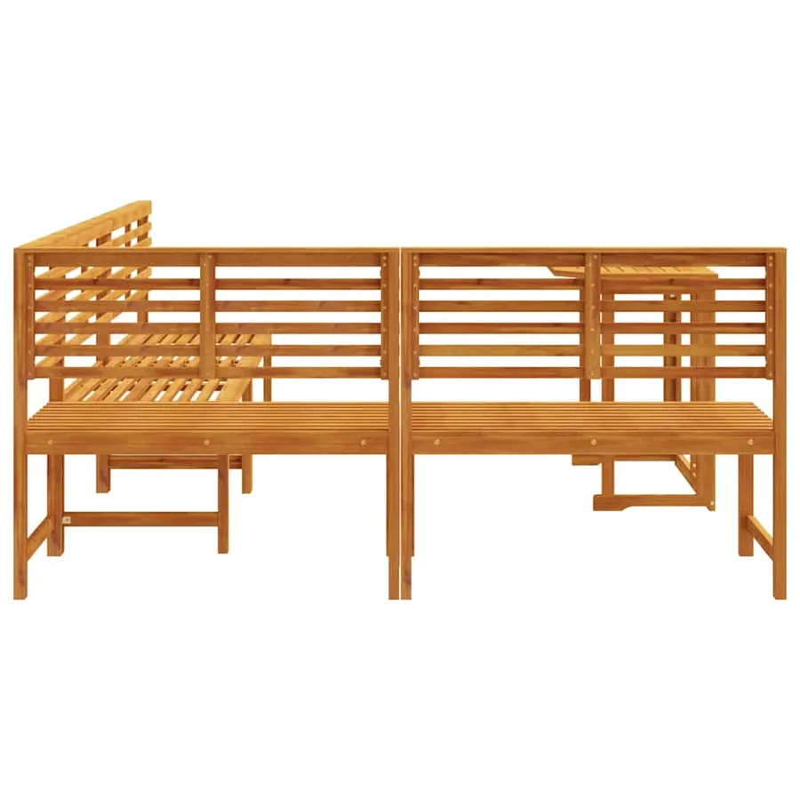 Ensemble de banc de jardin 4 pcs Marron Bois d'Acacia Massif - 9