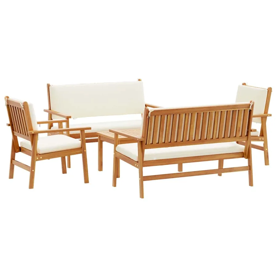 Ensemble de canapé de jardin 5 pcs Marron Bois d'Acacia Massif - 2