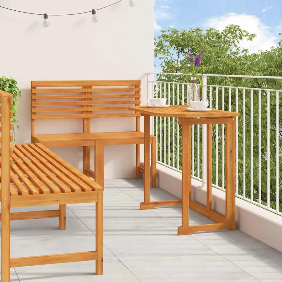 Ensemble bistro de jardin 5 pcs Marron Bois d'Acacia Massif
