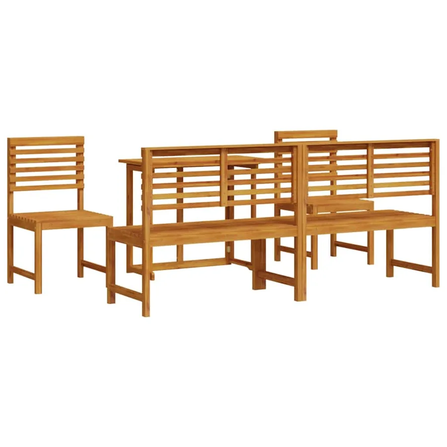 Ensemble bistro de jardin 5 pcs Marron Bois d'Acacia Massif - 10