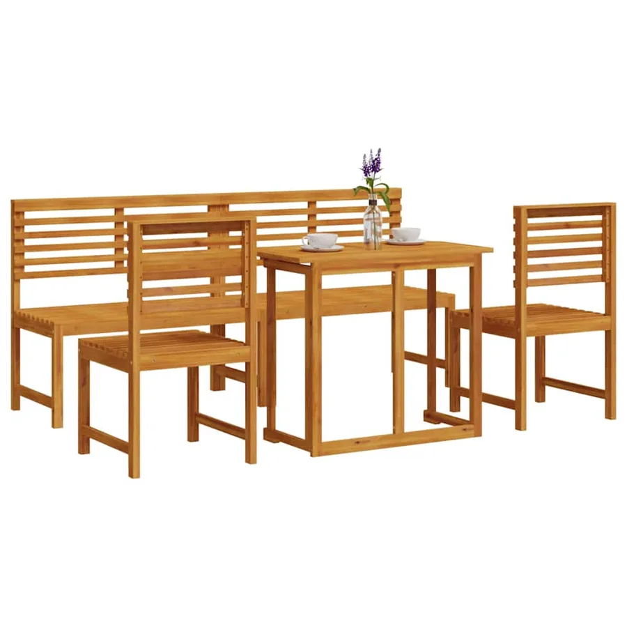 Ensemble bistro de jardin 5 pcs Marron Bois d'Acacia Massif - 3