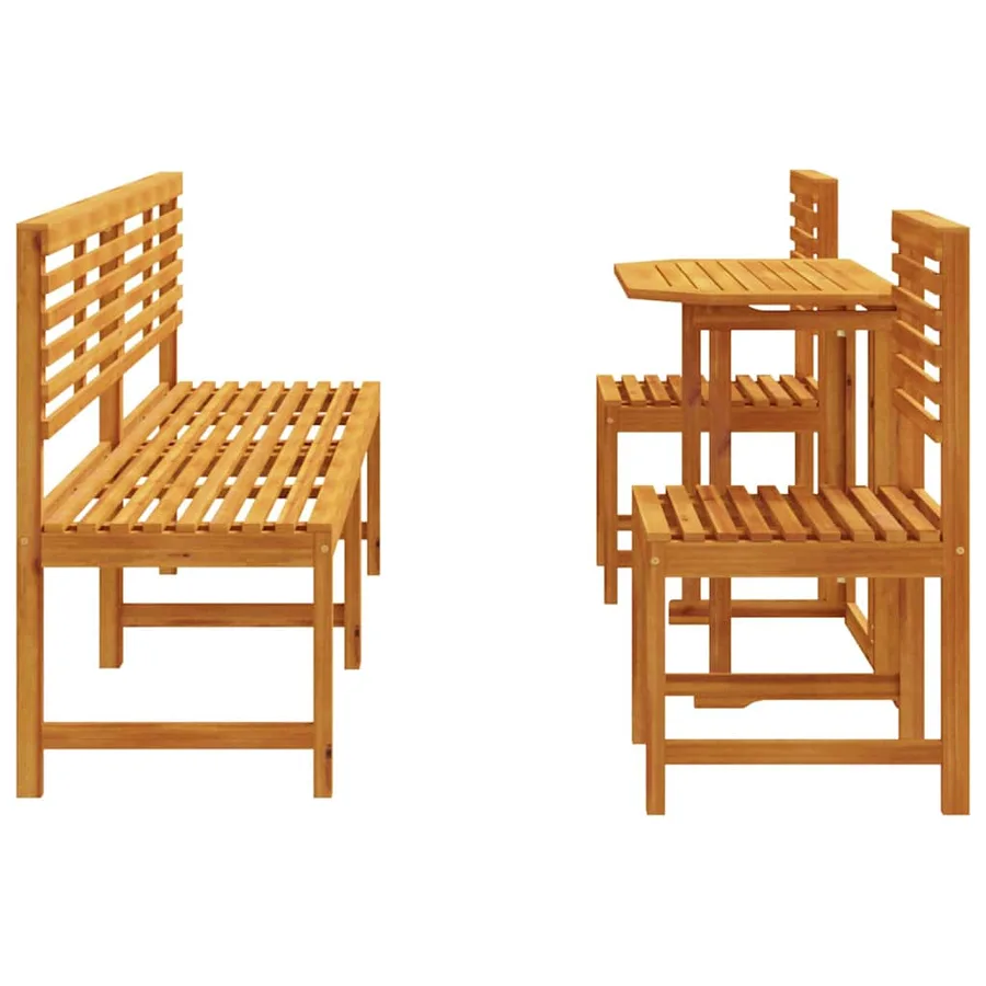 Ensemble bistro de jardin 5 pcs Marron Bois d'Acacia Massif - 9