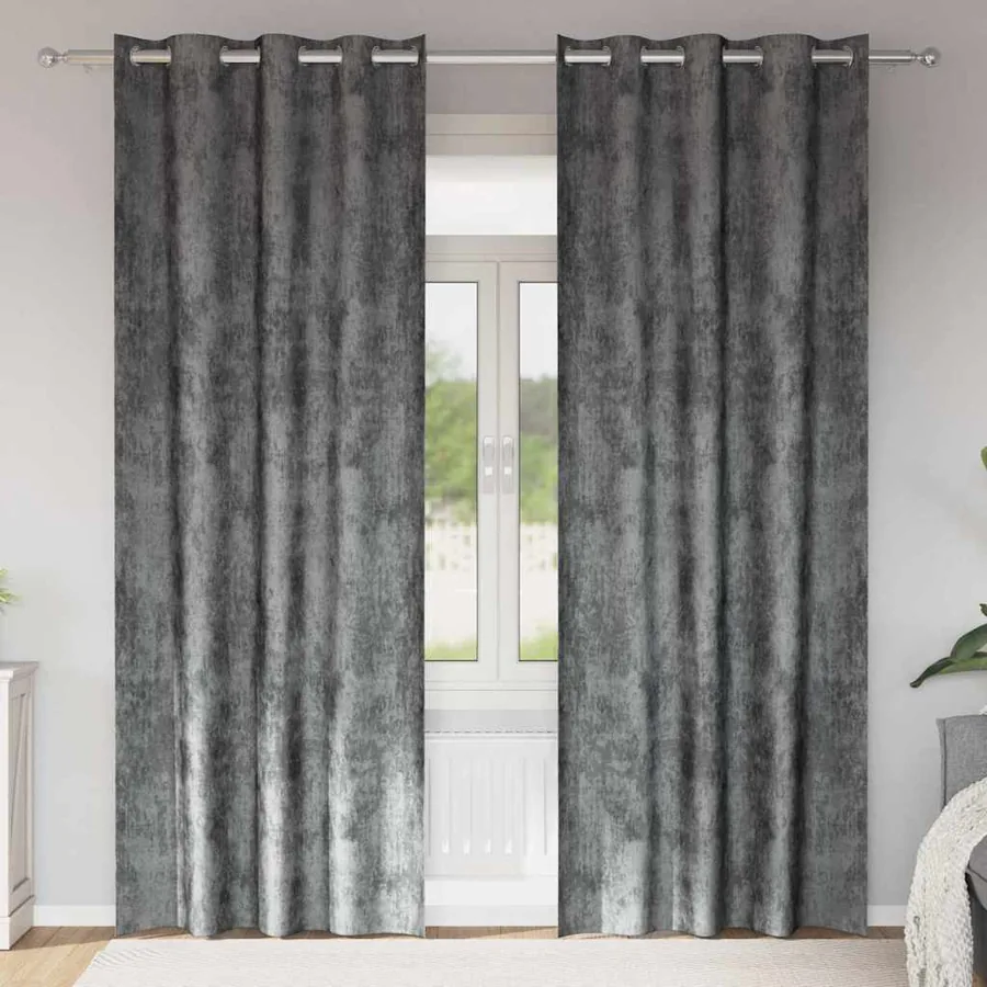 Rideaux en velours 2 pcs Gris 245 x 140 cm Velours