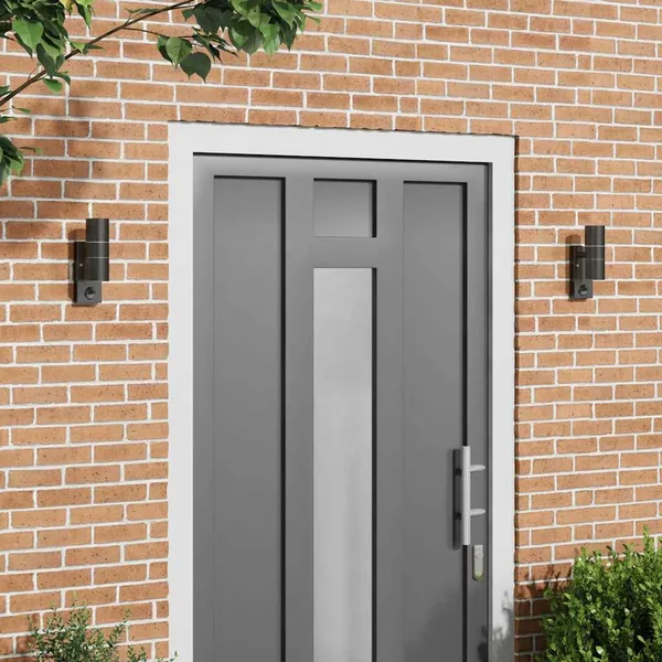 Applique Murale Extérieure 2 pcs Noir 7 x 10 x 22 cm