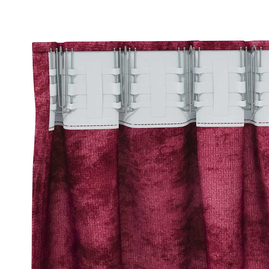 Rideaux en velours 2 pcs Bordeaux 260 x 140 cm Velours - 5
