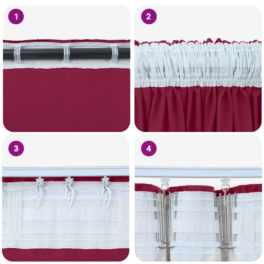 Rideaux en velours 2 pcs Bordeaux 260 x 140 cm Velours - 7