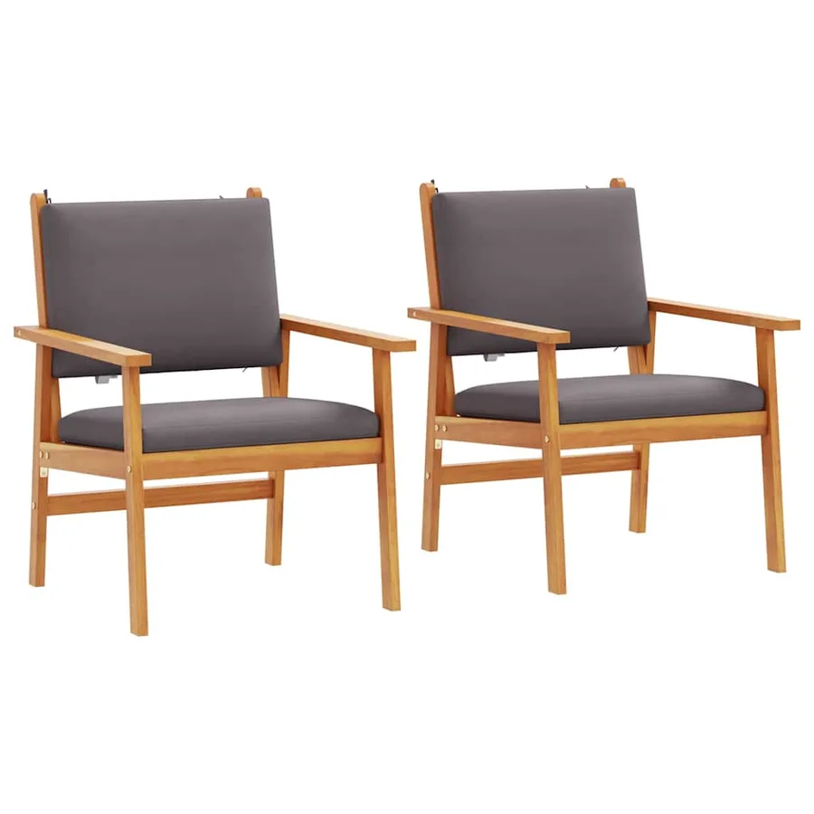Chaise de jardin 2 pcs Anthracite Bois d'Acacia Massif - 2