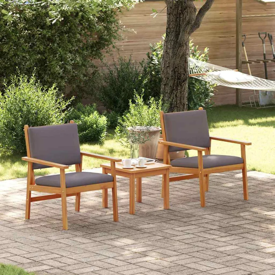 Chaise de jardin 2 pcs Anthracite Bois d'Acacia Massif - 3